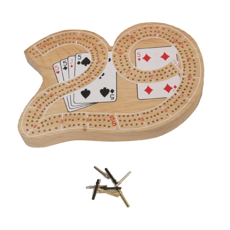 Bicycle Large 29 Solid Maple 3-Track Cribbage Board Game