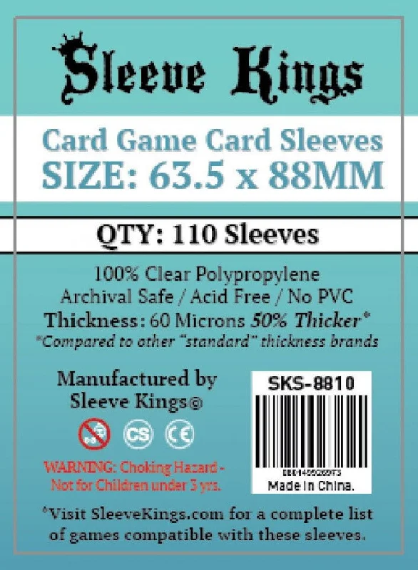 Sleeve Kings Board Game Sleeves Card Game (63.5mm x 88mm) (110 Sleeves)