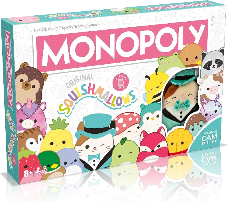 Squishmallows Monopoly Board Game Collectors Edition (With Cam The Cat Plush)